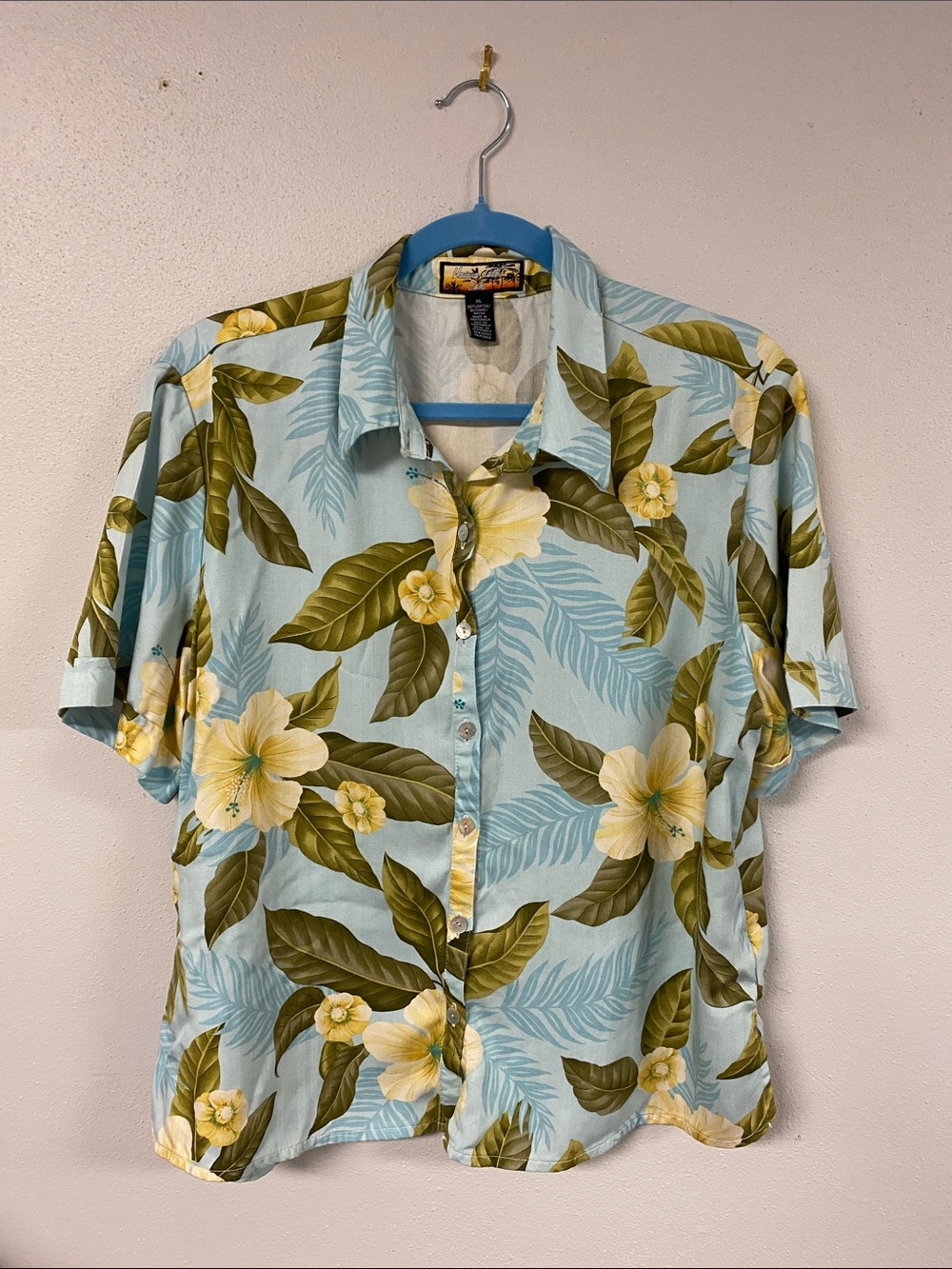 Light Blue Floral Button-Down Shirt
